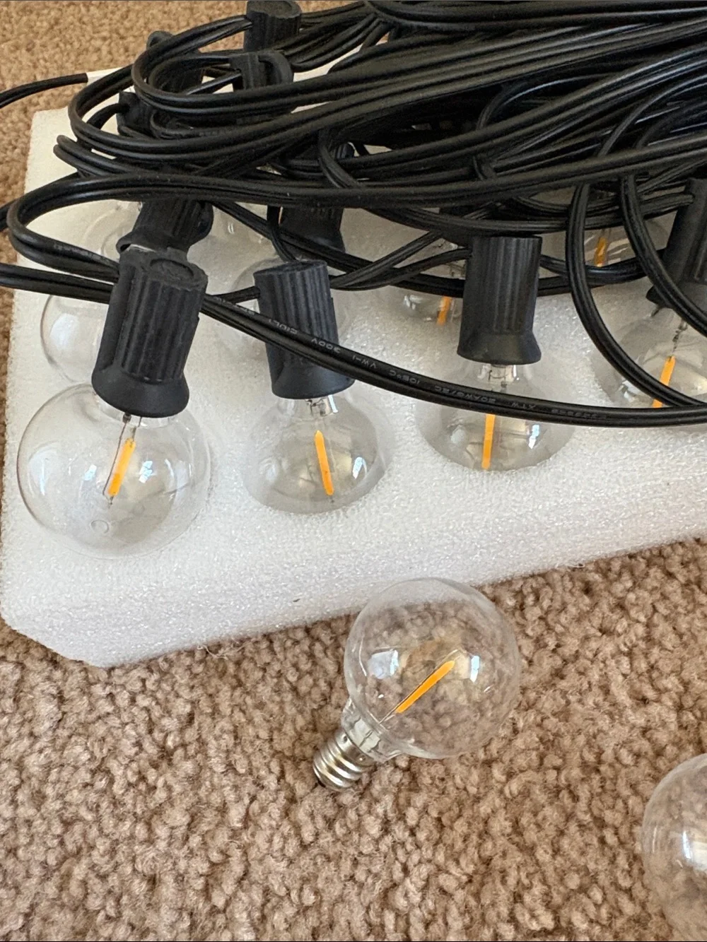 Amazon Black Party String Lights with Clear Bulbs; NWOT
